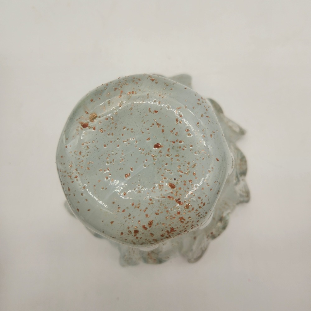 Vintage Hand Blown Splash Vase Clear & White Glass Copper Gold Flecks Aventurine - Picture 8 of 8
